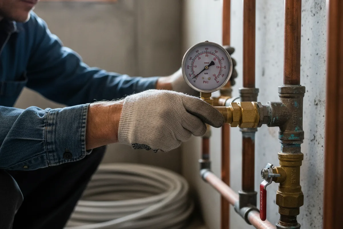 Pressure testing a repaired line during Water Line Repair in Peculiar